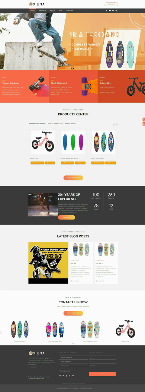 外貿建站案例,滑板行業